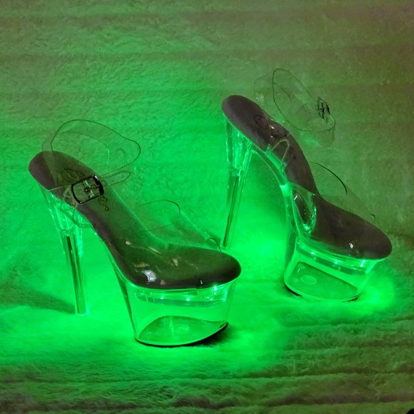 Led Lighted Multi Function Flashdance Clear Platform 7" Heels - Picture 7 of 17